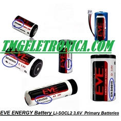 ER 26500 - Bateria ER26500 3.6V Size (C) 8.500mAh, EVE Battery 26500 3,6Volts - Back-up IHM, Robot Machine, PLC, CNC Machine - Non-Rechargeable - ER26500 - BATERIA 3,6V SIZE C 8,5Ah/ Genuine EVA